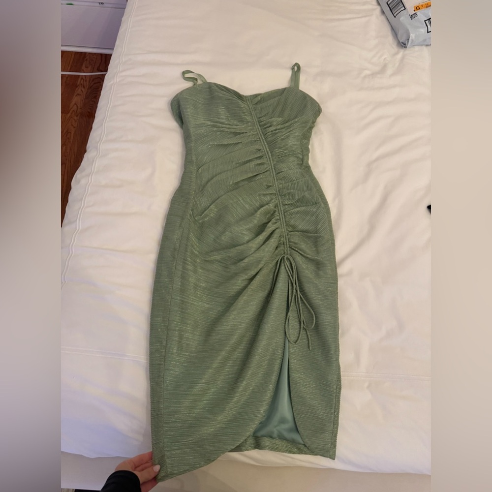Jonathan simkai green shimmer bustier dress